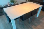 Witte tafel met 6 stoelen, Huis en Inrichting, Ophalen of Verzenden, Zo goed als nieuw
