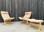 Vintage Scandinavische loungers, Huis en Inrichting, Zetels | Zetels, Ophalen, Zo goed als nieuw, Leer