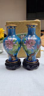 Paire de  vases cloisonnés turquoise, Enlèvement ou Envoi