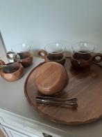 Dienblad hout met theekopjes  ! VINTAGE JAREN 70, Ophalen, Hout