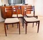 4 prachtige vintage rosewood / palissander eetkamerstoelen, Huis en Inrichting, Ophalen, Hout, Vintage, Zo goed als nieuw