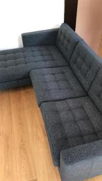 Zetel LANDSKRONA 3-zitsbank, met chaise longue donkergrijs, Huis en Inrichting, Ophalen, Stof