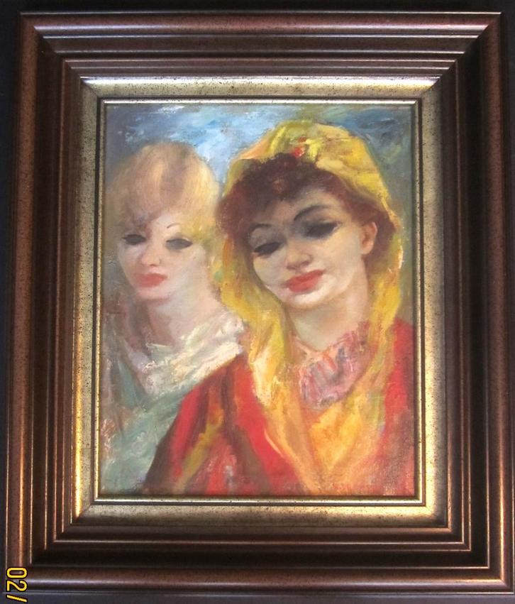 "Dame met gele haardoek" - Raphaël De Buck, Antiek en Kunst, Kunst | Schilderijen | Klassiek, Ophalen