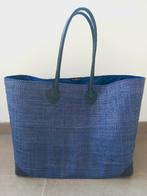 RUIME STEVIGE RIETEN WINKEL-STRANDTAS/SHOPPER DONKERBLAUW, Enlèvement ou Envoi, Utilisé, Bleu, Shopper