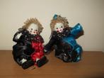 2x Pierrot - clown -- Vintage -- Boltze - blauw + rood, Antiquités & Art, Enlèvement ou Envoi