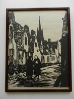 Litho afdruk begijnhof niet gesigneerd 28X36cm, Ophalen of Verzenden