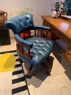 Chesterfield captain chair bureaustoel, Ophalen, Zo goed als nieuw, Blauw, Bureaustoel