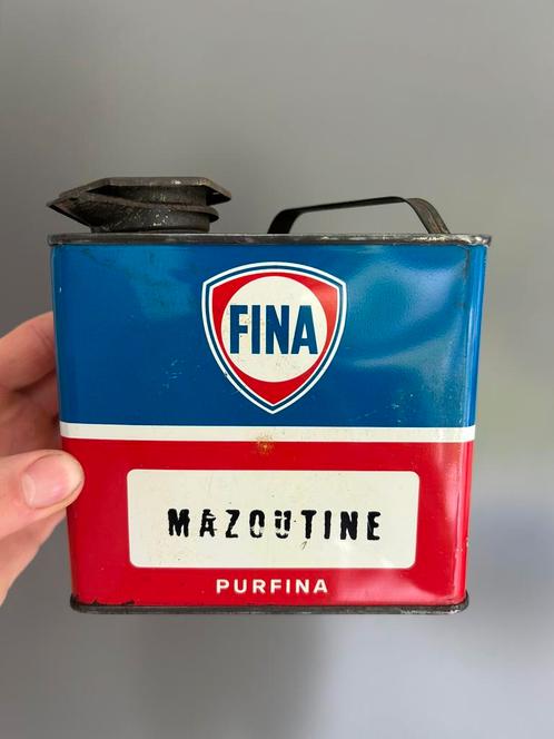 Bidon d’huile olieblik olie blik oil can Fina Purfina oud, Verzamelen, Merken en Reclamevoorwerpen, Ophalen of Verzenden
