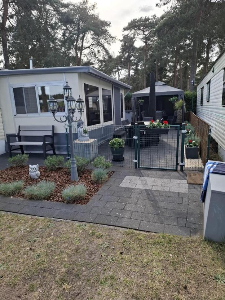 Stacaravan met voortent te koop 'Blauwe Meer' te Lommel, Caravans en Kamperen, Stacaravans, meer dan 6, Ophalen