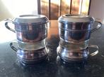 2 anciennes tasses à café en métal argenté avec filtre. 20€, Enlèvement ou Envoi
