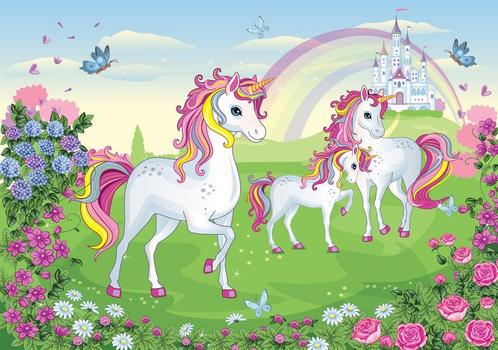 Eenhoorn fotobehang Unicorn behang * Muurdeco4kids, Kinderen en Baby's, Kinderkamer | Inrichting en Decoratie, Nieuw, Wanddecoratie