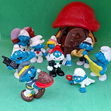 Lot smurfen met huisje voor dorp schtroumpf beschikbaar voor biedingen