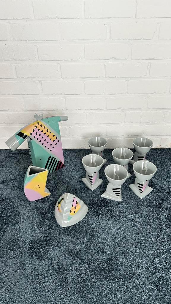 HEIDE WARLAMIS POSTMODERN KOFFIE SET VIENNA COLLECTION 1980S, Huis en Inrichting, Keuken | Servies, Nieuw, Compleet servies, Overige stijlen
