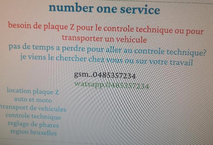 location plaque Z...passage control technique...deplacement, Services & Professionnels, Auto & Moto | Mécaniciens & Garages, Réparation de vitre de voiture
