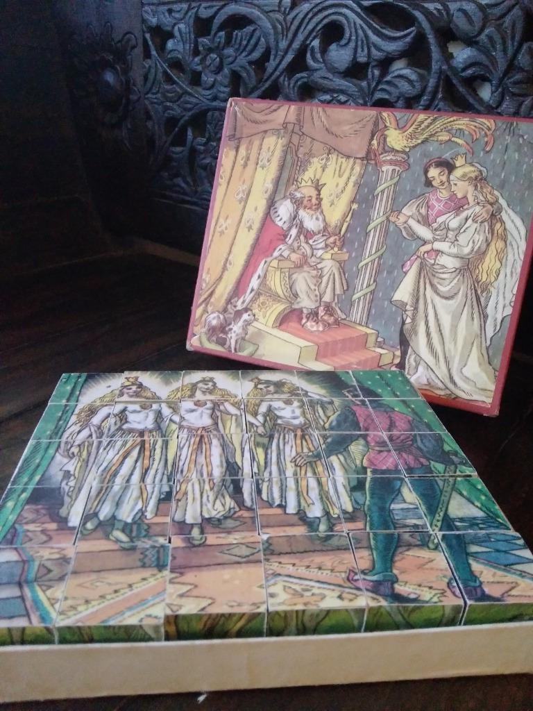 Vintage jaren ’50 houten speelgoed puzzel cubes, Verzenden