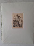 Duitse impressionistische ets Twee staande mannen, Ophalen of Verzenden