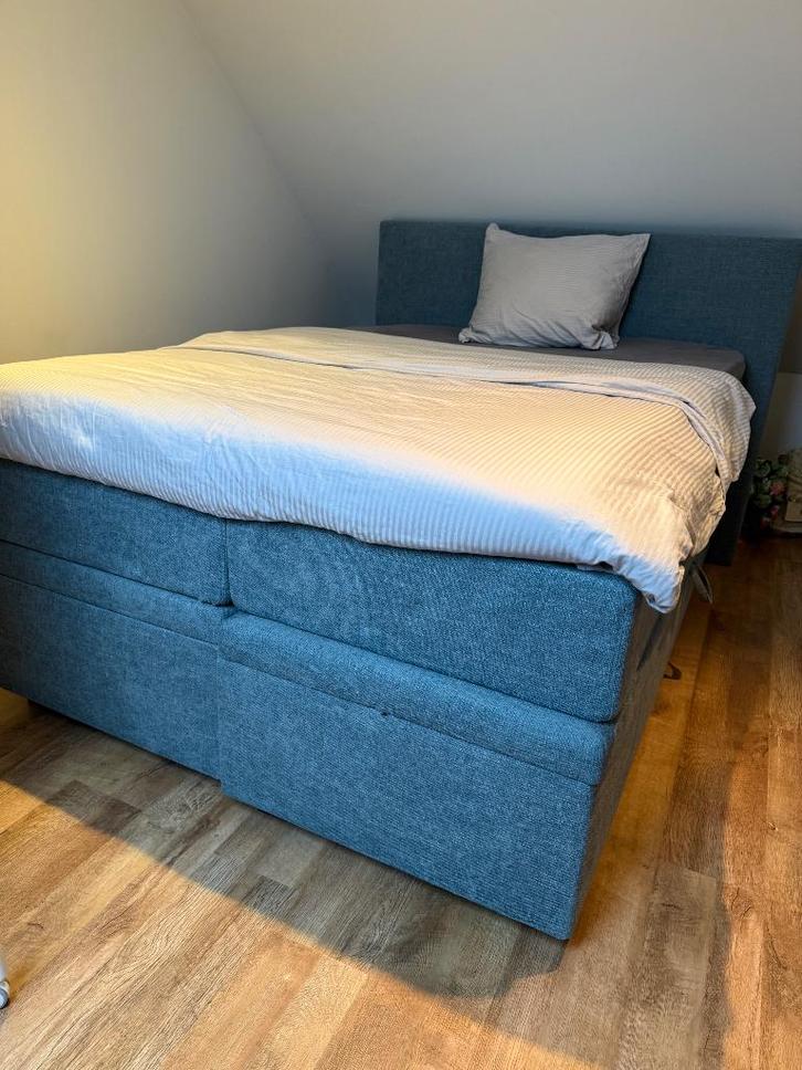 Boxspring, Maison & Meubles, Chambre à coucher | Lits boxsprings, Neuf, 140 cm, 200 cm, Queen size, Bleu, Enlèvement