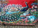 Vintage tapijt gemaakt door SOVALI France met zwanen en pauw, Ophalen