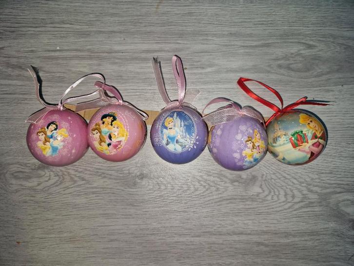 5 boules de noël princesses Disney, Divers, Noël, Comme neuf, Enlèvement ou Envoi