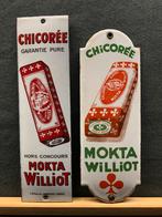 2 Emaille deurpostjes Chic.WILLIOT jaren 30, Ophalen, Gebruikt, Reclamebord