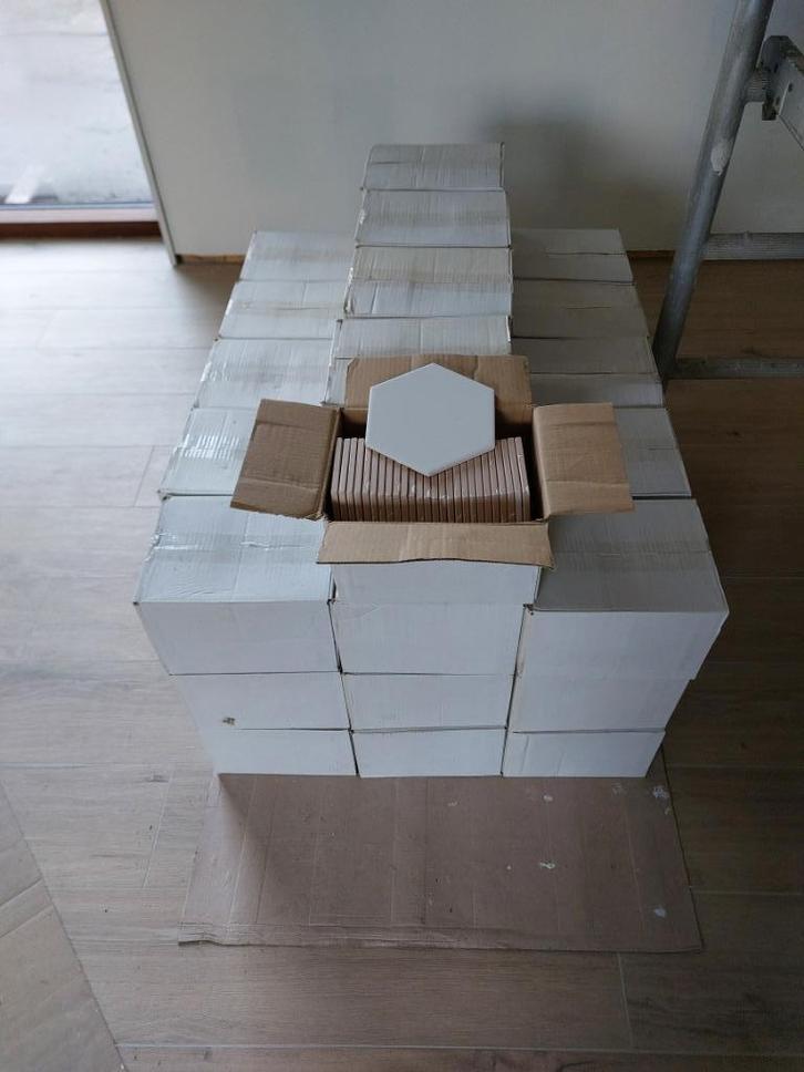 25m² Terre d'Azur wit matte hexagonale vloer/wandtegel, Doe-het-zelf en Bouw, Tegels, Nieuw, Wandtegels, Keramiek, Minder dan 20 cm