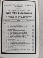Bidprentje Waregem 1954-1955 Overleden parochianen, Verzamelen, Bidprentjes en Rouwkaarten, Ophalen of Verzenden, Bidprentje