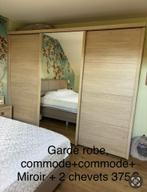 À saisir : garde-robe, commode, miroir avec 2 chevets, Huis en Inrichting, Slaapkamer | Complete slaapkamers, Ophalen, Gebruikt
