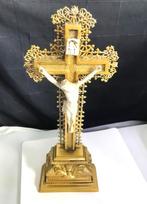 Kruis Crucifix goud verguld biscuit Antiek😍🙏🤗, Antiek en Kunst, Ophalen of Verzenden