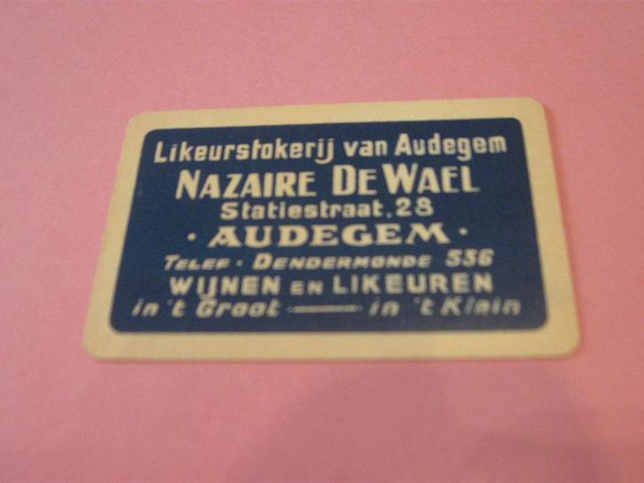 Oude speelkaart likeurstokerij van Audegem , De Wael (21), Verzamelen, Speelkaarten, Jokers en Kwartetten, Zo goed als nieuw, Speelkaart(en)