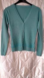 Damesgilet,turquoise, met strasssteentjes; maat:S /M., Ophalen of Verzenden, Zo goed als nieuw, Maat 38/40 (M), Overige kleuren