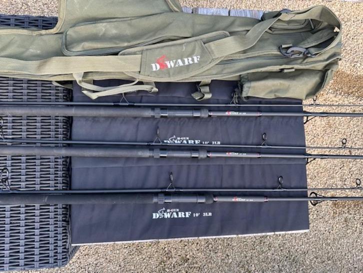 Nash Dwarf 10ft 3lb (3 stuks) + Nash Dwarf foudraal, Watersport en Boten, Hengelsport | Karpervissen, Gebruikt, Werphengel, Ophalen