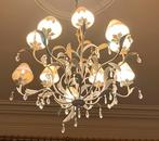 Kroonluchter wit met 10 lampen inclusief lampekapjes, Huis en Inrichting, Ophalen, Zo goed als nieuw, Glas