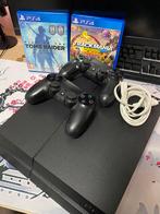 Playstation 4 + 2 controllers + 2 games + voedingskabel, Met 2 controllers, Ophalen of Verzenden, Zo goed als nieuw, Original