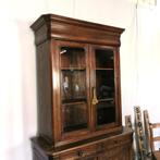 Antieke Louis Philippe buffet-/vitrinekast in eik H 230 B126, Huis en Inrichting, Kasten | Buffetkasten, Ophalen, Gebruikt, 100 tot 150 cm