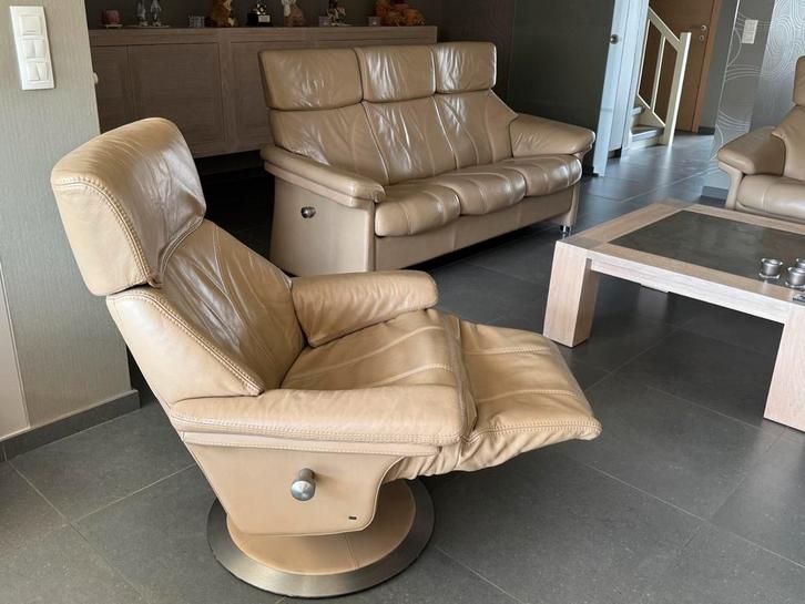 Salon, Huis en Inrichting, Zetels | Complete zithoeken, Gebruikt, Leer, Ophalen