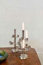 Vintage design kandelaar - chrome (2stuks beschikbaar), Ophalen, 25 tot 50 cm, Zo goed als nieuw, Metaal