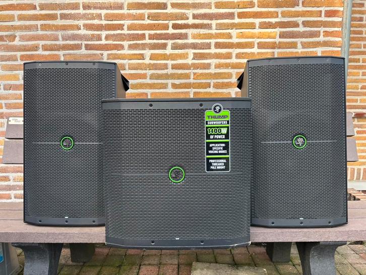Set van 2 Mackie Thump212 en 115S subwoofer, Audio, Tv en Foto, Luidsprekerboxen, Gebruikt, Front, Rear of Stereo speakers, 120 watt of meer