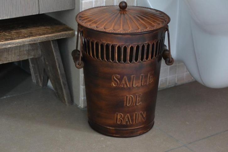 Vuilbakje/prullenbak -Salle de bain roestig- Landelijk, Huis en Inrichting, Badkamer | Badtextiel en Accessoires, Nieuw, Overige typen