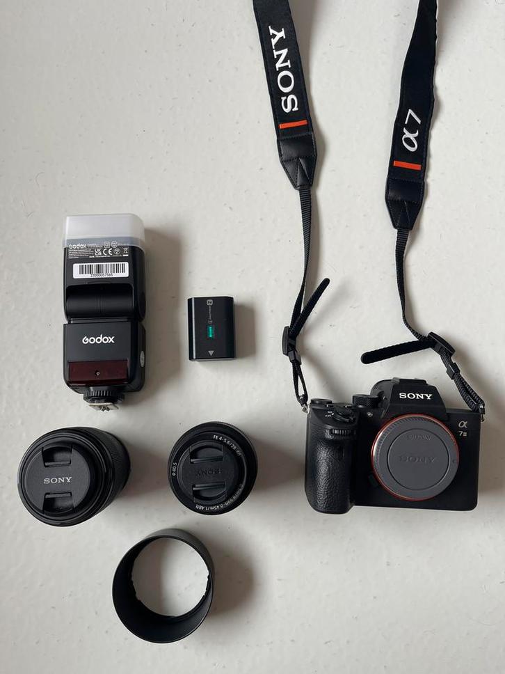 Sony A7 III + 2 lenzen + Godox flitser + accessoires, Audio, Tv en Foto, Fotocamera's Digitaal, Zo goed als nieuw, Sony, Ophalen of Verzenden