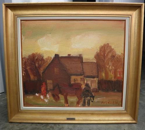 Alfons VERMEIR, boer en boerin bij de hoeve, Antiek en Kunst, Kunst | Schilderijen | Klassiek, Ophalen of Verzenden
