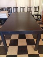 TABLE + 2 ALLONGES + 8 CHAISES + 8 COUSSINS, Ophalen, 200 cm of meer, 50 tot 100 cm, Zo goed als nieuw