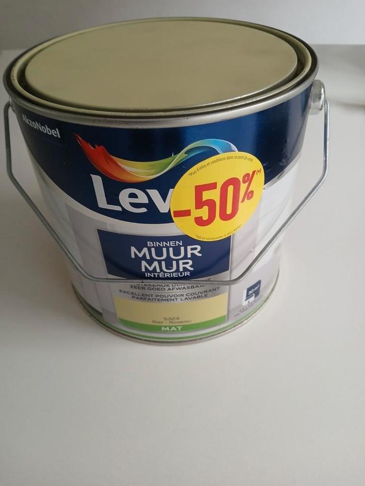 Ongeopende pot Levis verf rietgroen 2,5l, Doe-het-zelf en Bouw, Verf, Beits en Lak, Nieuw, Verf, Ophalen