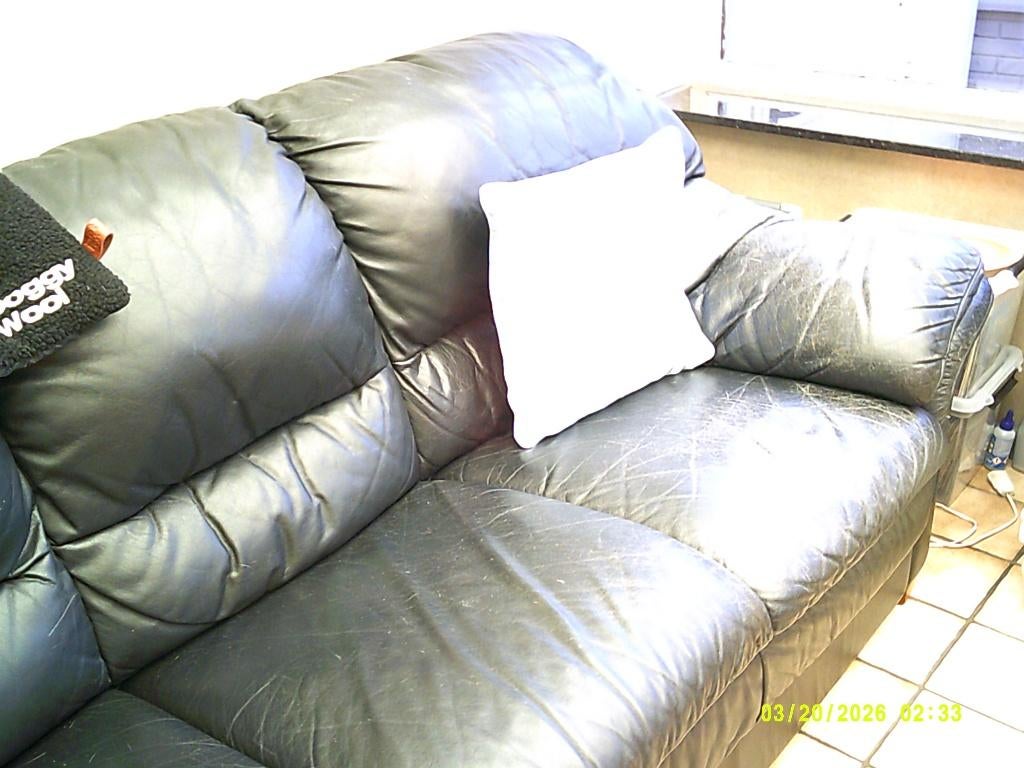 Lederen salon. 3 & 2 zit antraciet zwart Gratis, Enlèvement, Utilisé, Cuir