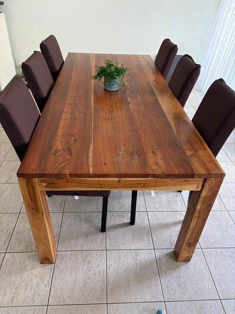 Massief houten eettafel, Huis en Inrichting, Tafels | Eettafels, Ophalen