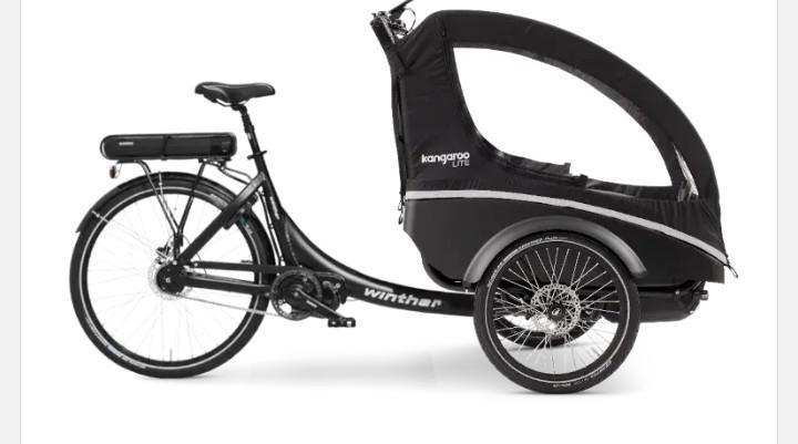 Winther kangaroo lite bakfiets zwart, Vélos & Vélomoteurs, Vélos | Vélos avec bac, Utilisé, Autres marques, 3 enfants, Électrique