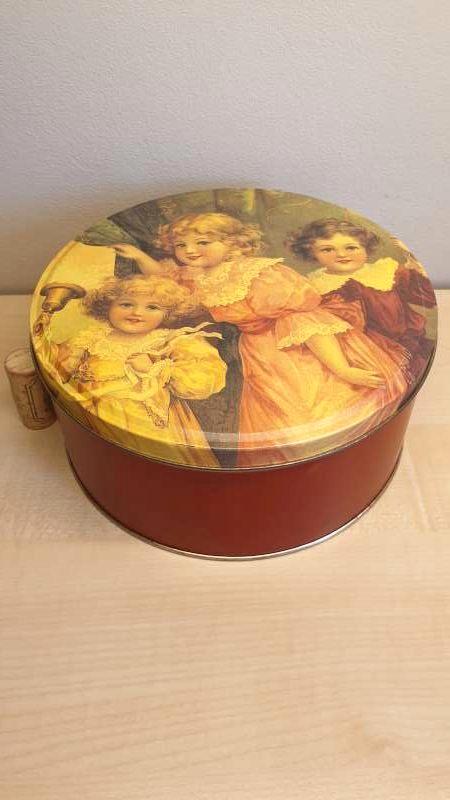 Blik, koektrommel, hoogte 9 cm, diameter 20 cm, Verzamelen, Blikken, Ophalen