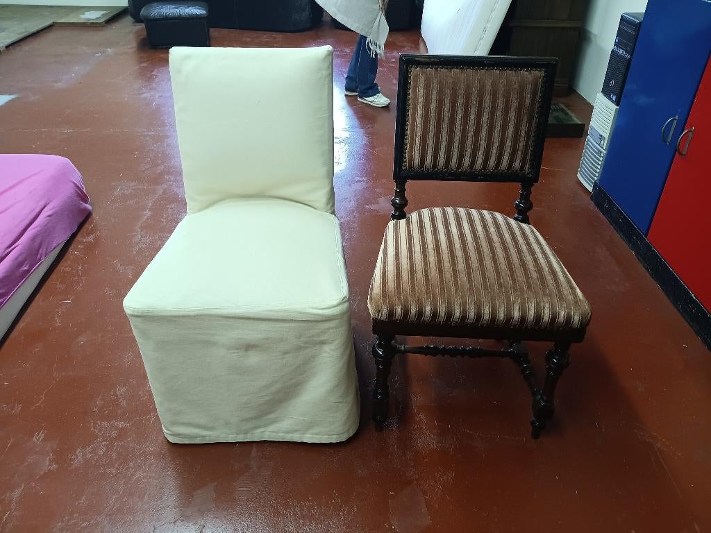 8 antieke stoelen met op maat gemaakte stoelhoezen, Huis en Inrichting, Stoelen, Gebruikt, Overige kleuren, Vijf, Zes of meer stoelen