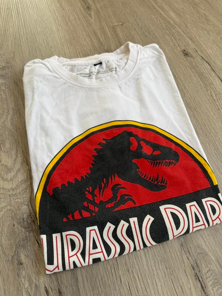 Jurassic park t-shirt, Ophalen, Zo goed als nieuw, Maat 48/50 (M), Wit
