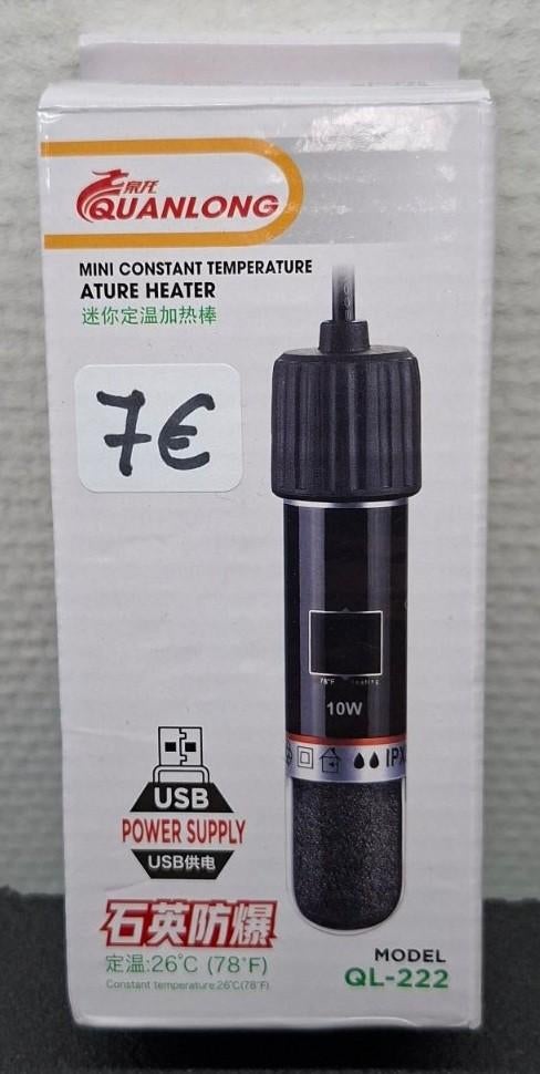 Petit chauffage USB pour aquarium – 10W (préréglé 26C), Enlèvement ou Envoi, Chauffage, Neuf, Éclairage ou Chauffage