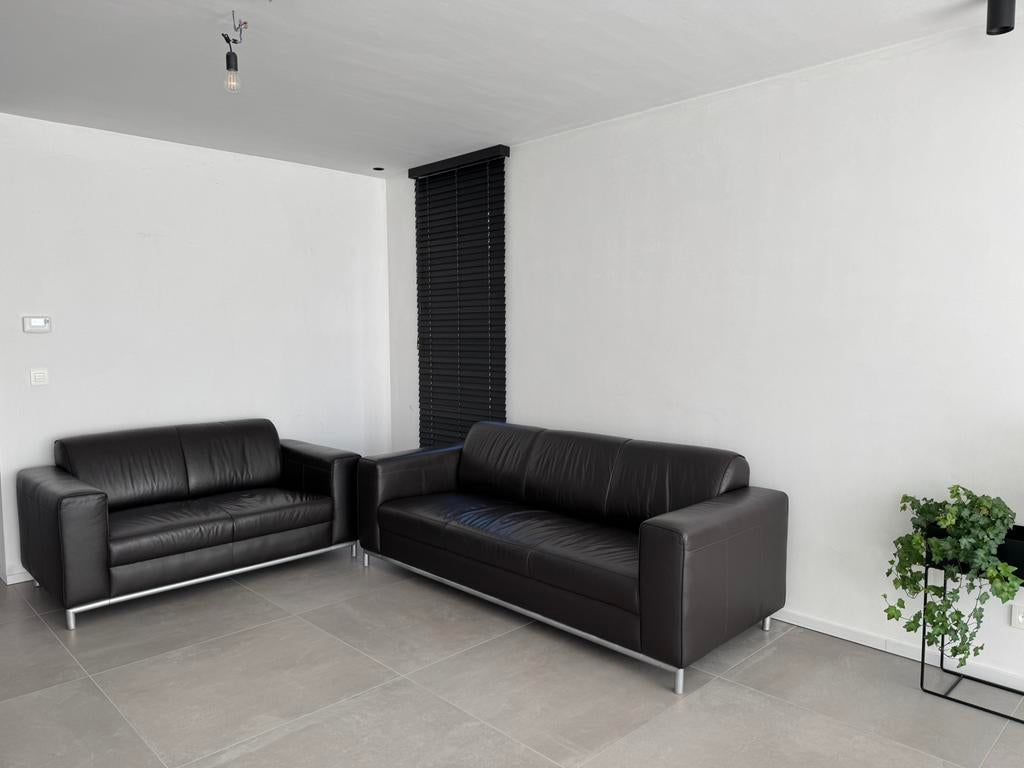 Zetels leder donkerbruin - GRATIS, Moins de 75 cm, Enlèvement, Utilisé, Quatre personnes ou plus